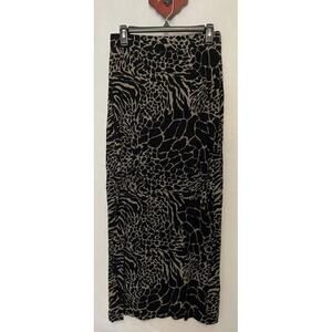 Apt 9 Womens Small Black Animal-Print Long Pull-On Stretchy Maxi Skirt! A3742